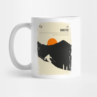 Saas Fee Switzerland Vintage Book Cover Skiing Poster Mug